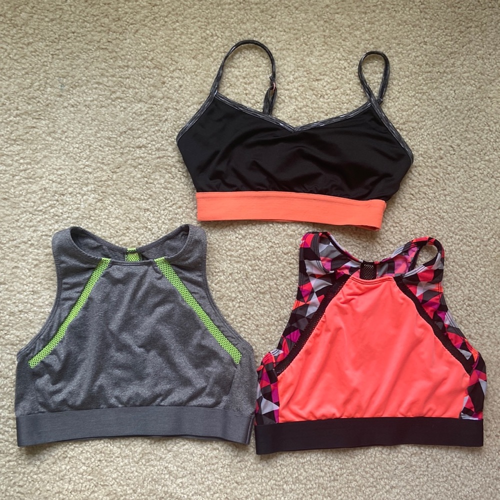 SO unpadded sports bras bundle size m